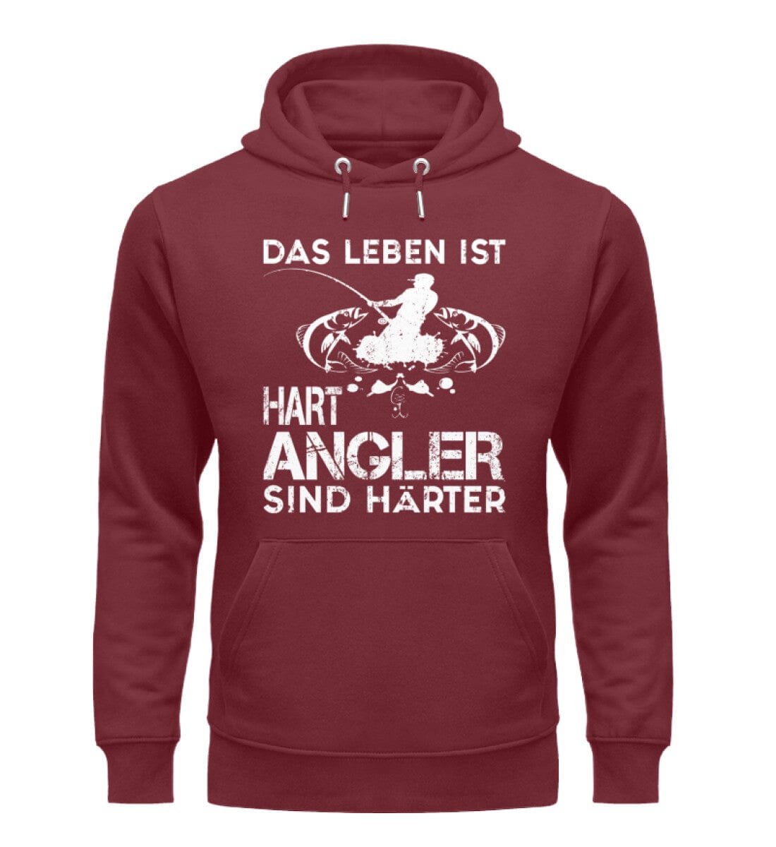 Angler sind härter - Unisex Premium Bio Hoodie Burgundy S