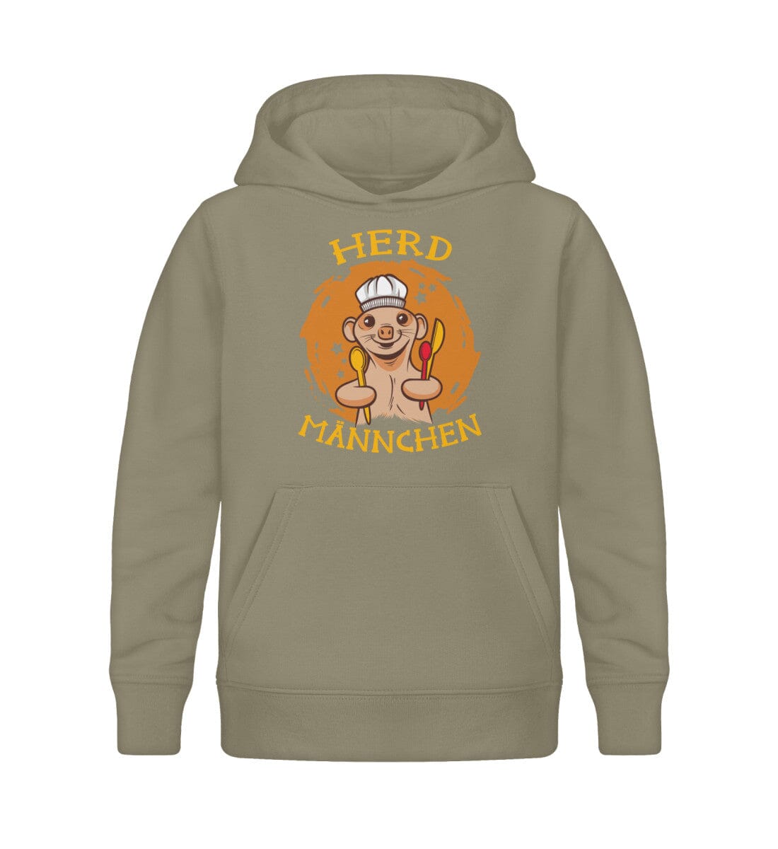 Herd Männchen - Kinder Bio Hoodie Khaki 12/14 (152/164)