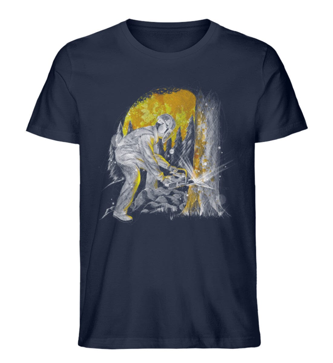 Baumfällung im Wald - Unisex Premium Bio Shirt French Navy XS