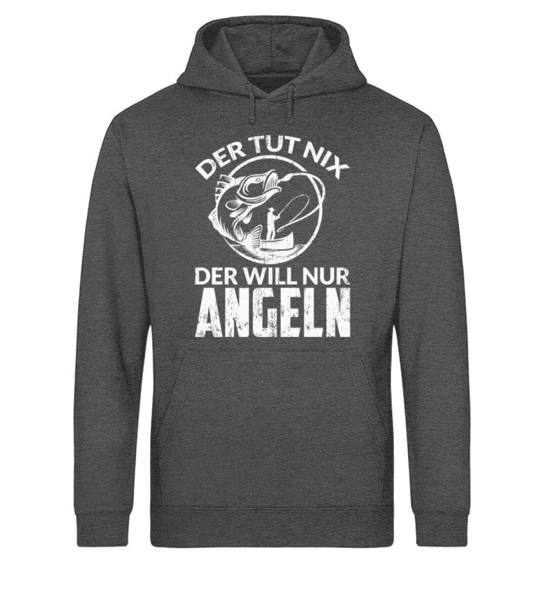 Der will nur angeln - Unisex Bio Hoodie Dark Heather Grey XS