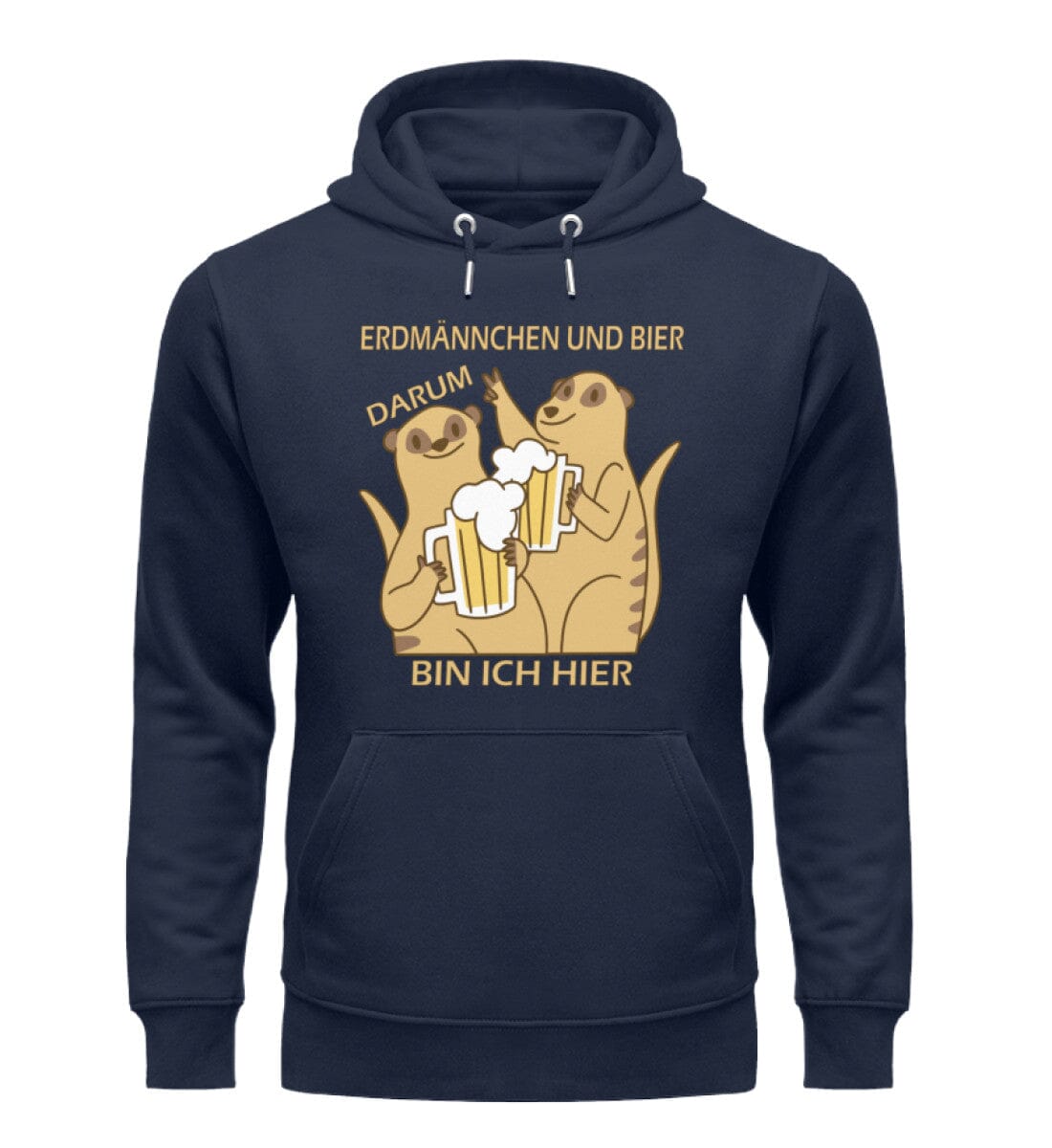 Erdmännchen und Bier - Unisex Premium Bio Hoodie French Navy XS