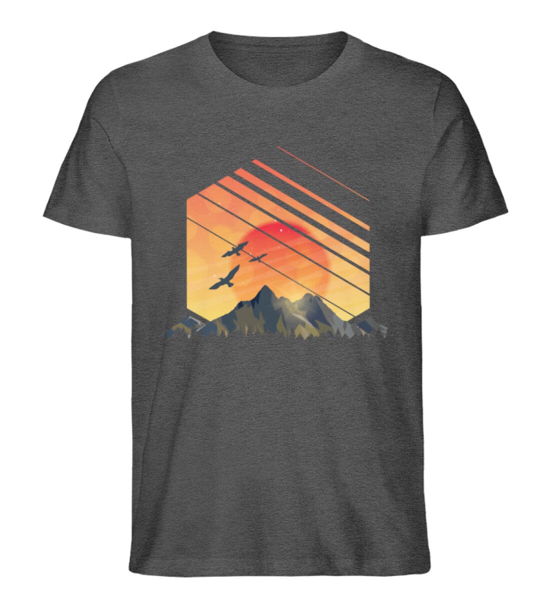Sonnenuntergang in der Wildnis - Unisex Premium Bio Shirt Dark Heather Grey S