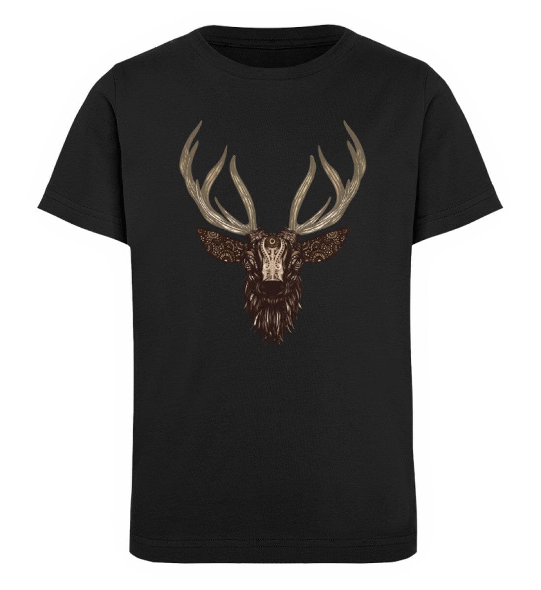 Hirsch mit Geweih - Kinder Bio Shirt Black 12/14 (152/164)