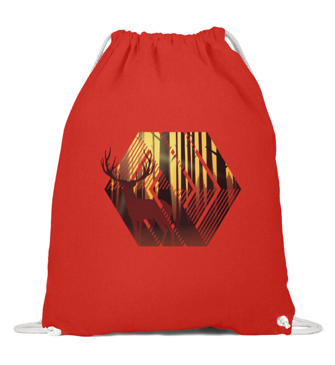 Hirsch im Wald - Baumwoll Gymsac Bright Red 37cm-46cm