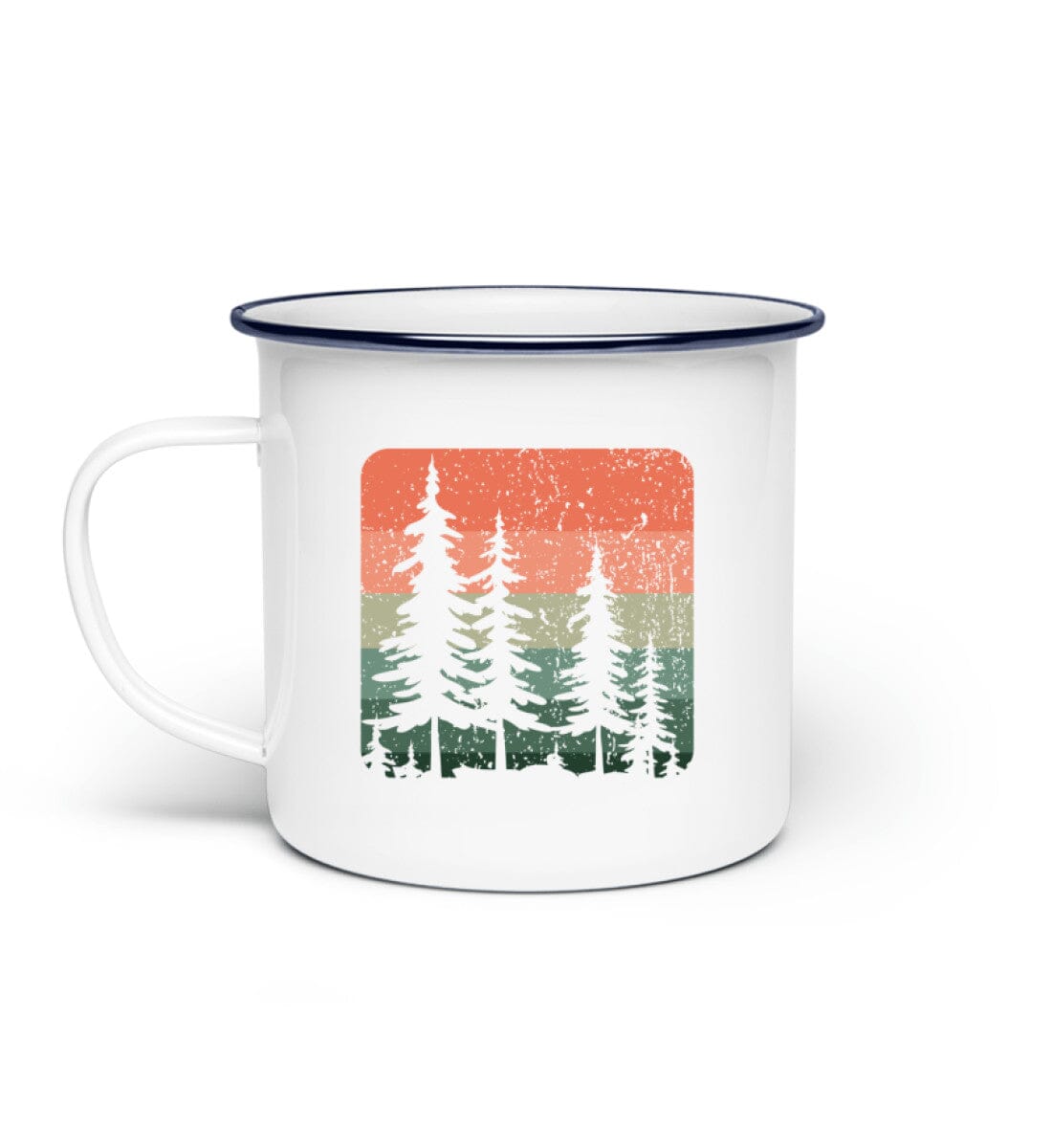 Wald und Sonnenuntergang - Emaille Tasse
