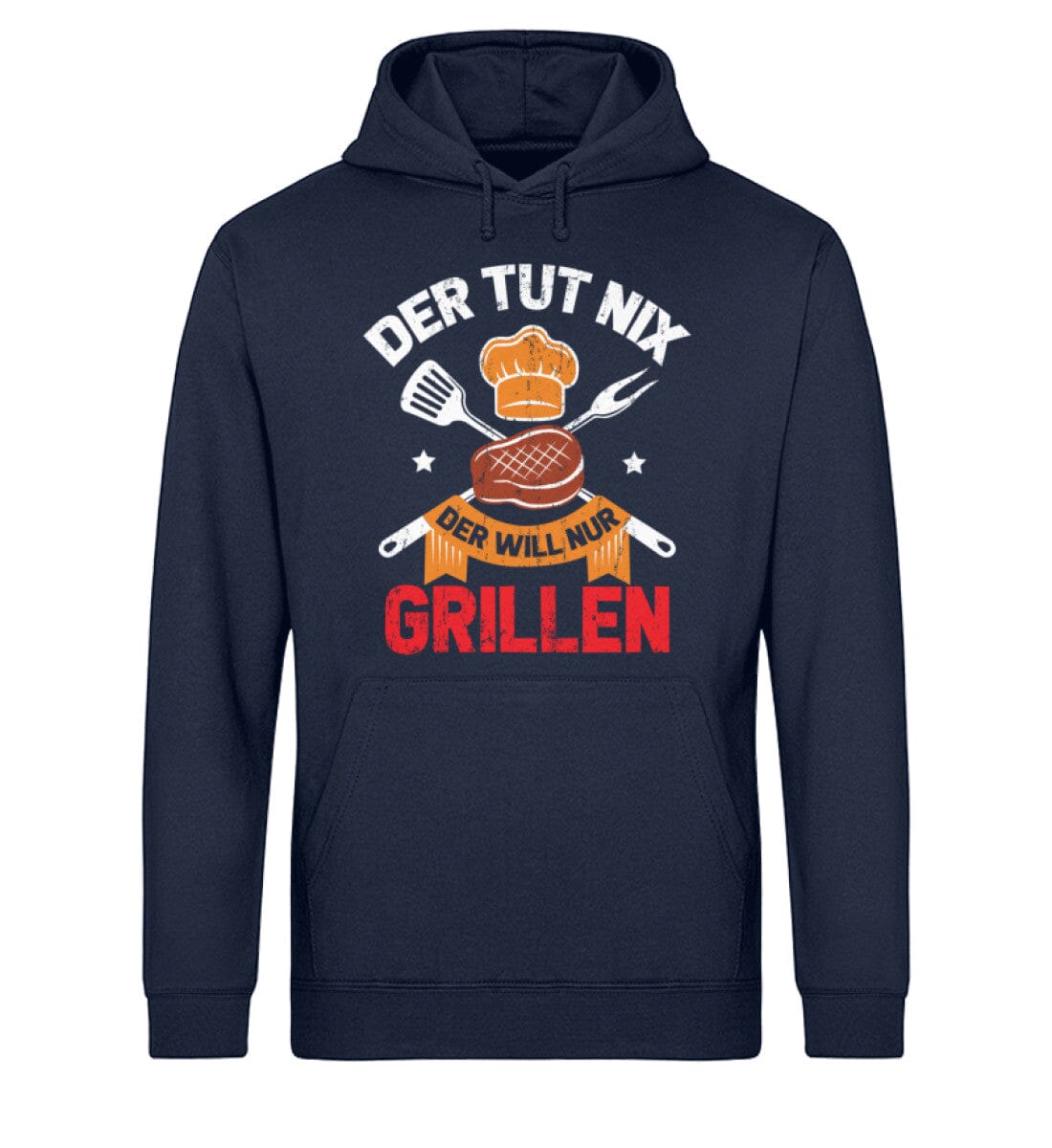 Der will nur grillen - Unisex Bio Hoodie French Navy XS