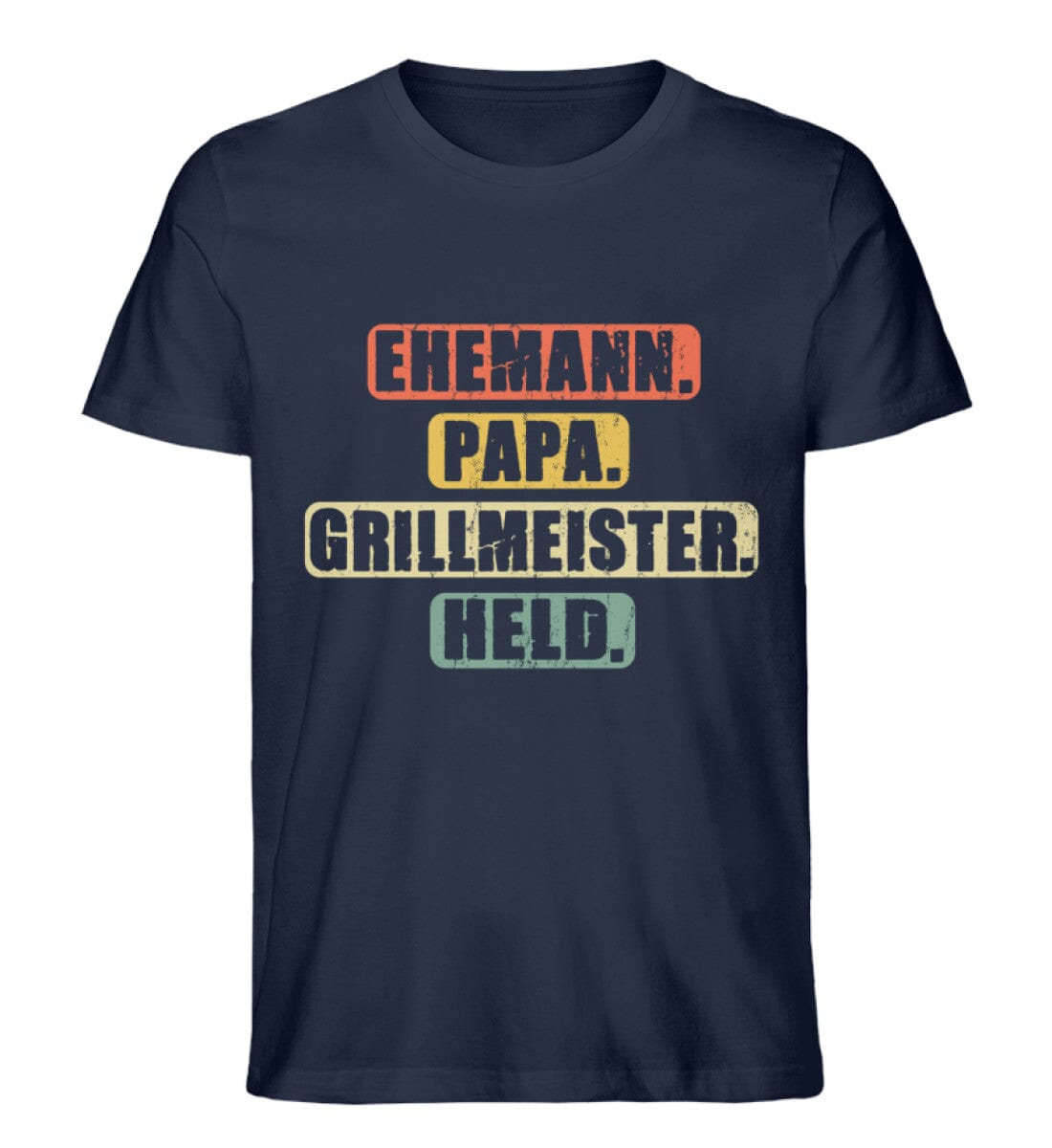 Papa der Grillmeister - Unisex Premium Bio Shirt French Navy XS