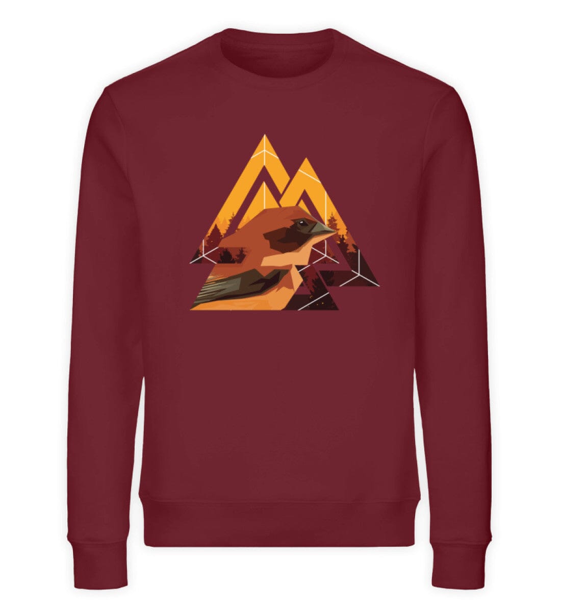 Vogel in der Natur - Unisex Bio Sweatshirt Burgundy S