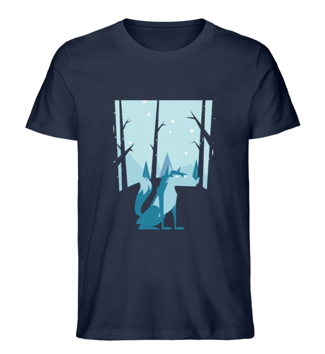 Wolf im Winter - Unisex Premium Bio Shirt French Navy S