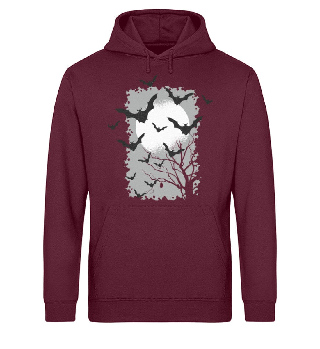 Fledermäuse in der Nacht - Unisex Bio Hoodie Burgundy XS
