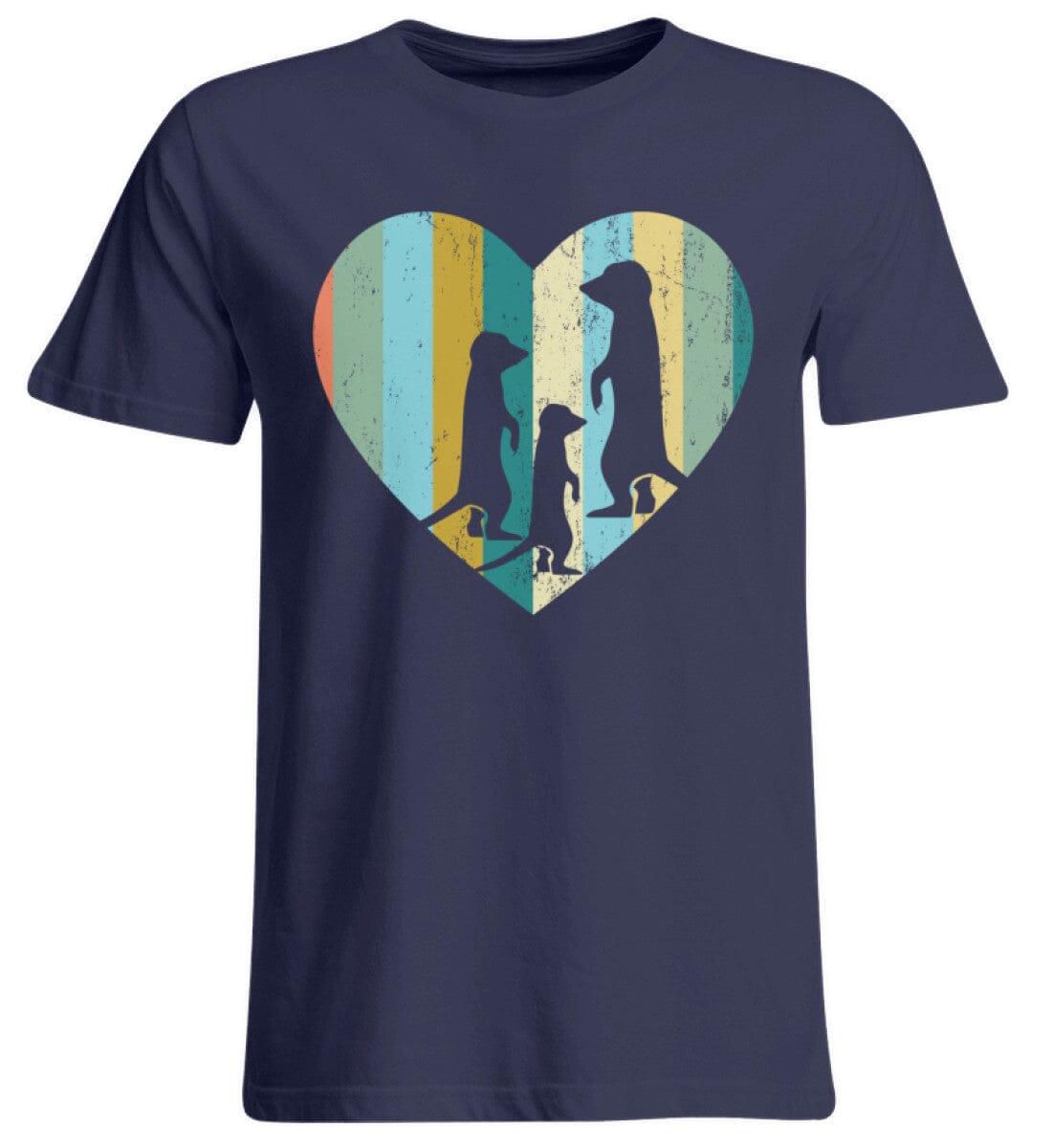 Erdmännchen im Herz - Übergrößenshirt Navy 3XL