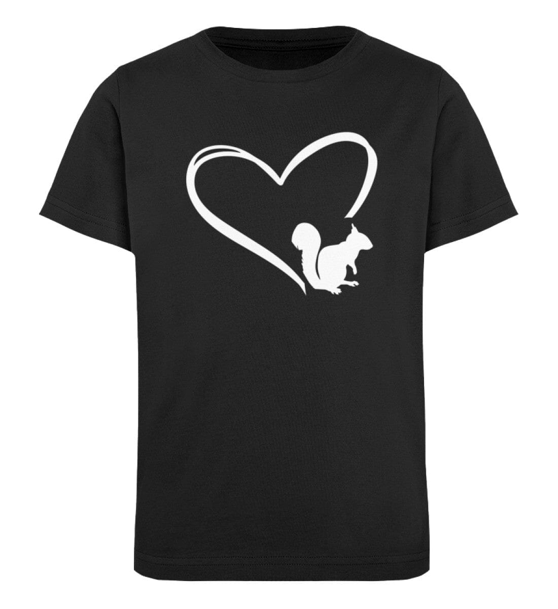 Tier im Herz Eichhörnchen - Kinder Bio Shirt Black 12/14 (152/164)