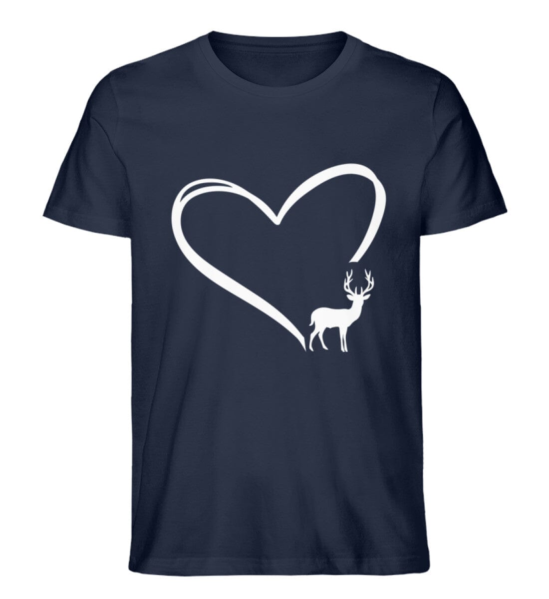 Tier im Herz Hirsch - Unisex Premium Bio Shirt French Navy XS