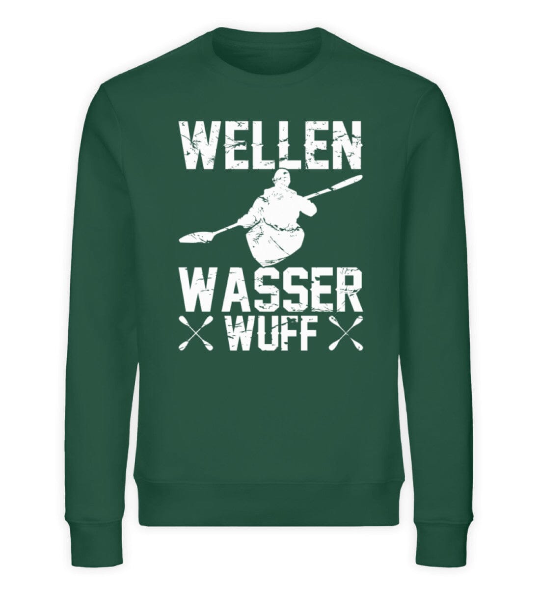 Wellen Wasser Wuff Kajak und Hund - Unisex Bio Sweatshirt Bottle Green S 