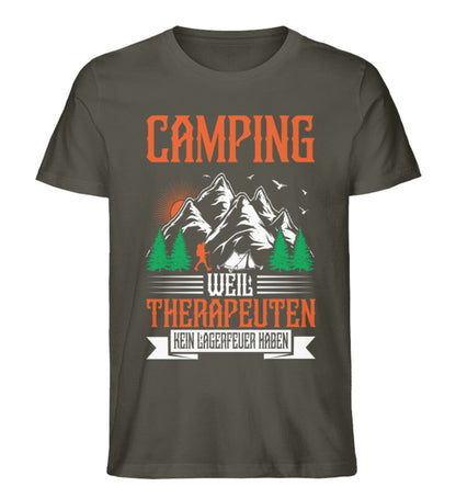 Camping weil Therapeuten kein Lagerfeuer haben - Unisex Premium Bio Shirt Khaki S 