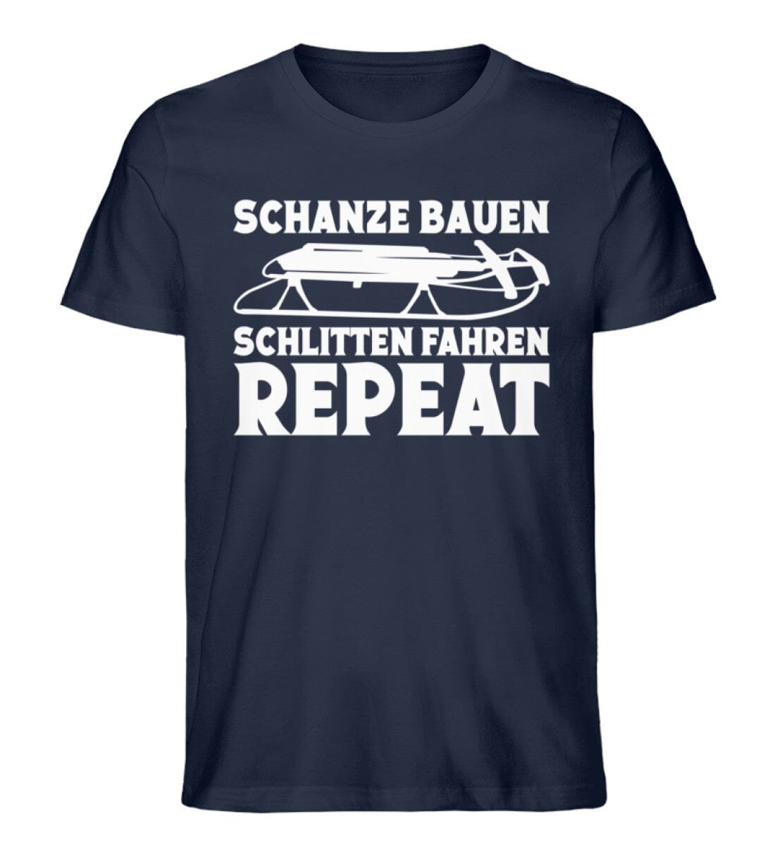 Schanze bauen Schlittenfahren rodeln - Unisex Premium Bio Shirt French Navy XS 