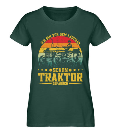 Bin vor dem Laufrad schon Traktor gefahren - Damen Premium Bio Shirt Glazed Green S 
