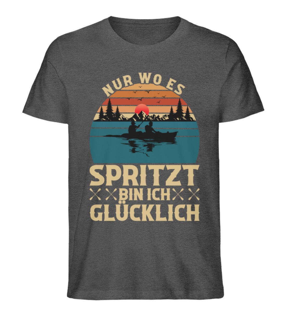 Nur wo es spritzt bin ich glücklich - Unisex Premium Bio Shirt Dark Heather Grey S 