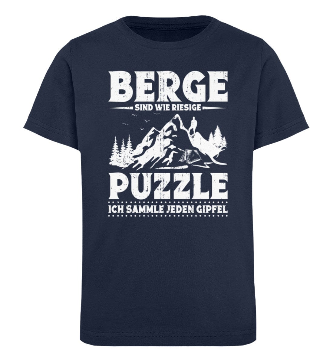 Berge sind wie riesige Puzzle - Kinder Bio Shirt French Navy 12/14 (152/164) 