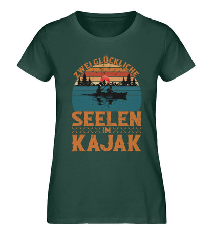 Zwei glückliche Seelen im Kajak - Damen Premium Bio Shirt Glazed Green S 