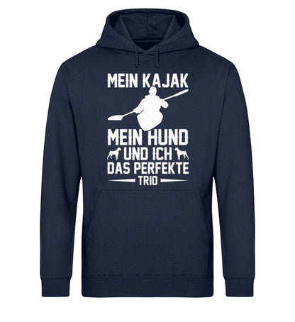 Perfekte Trio Ich Kajak und Hund - Unisex Bio Hoodie French Navy XS 