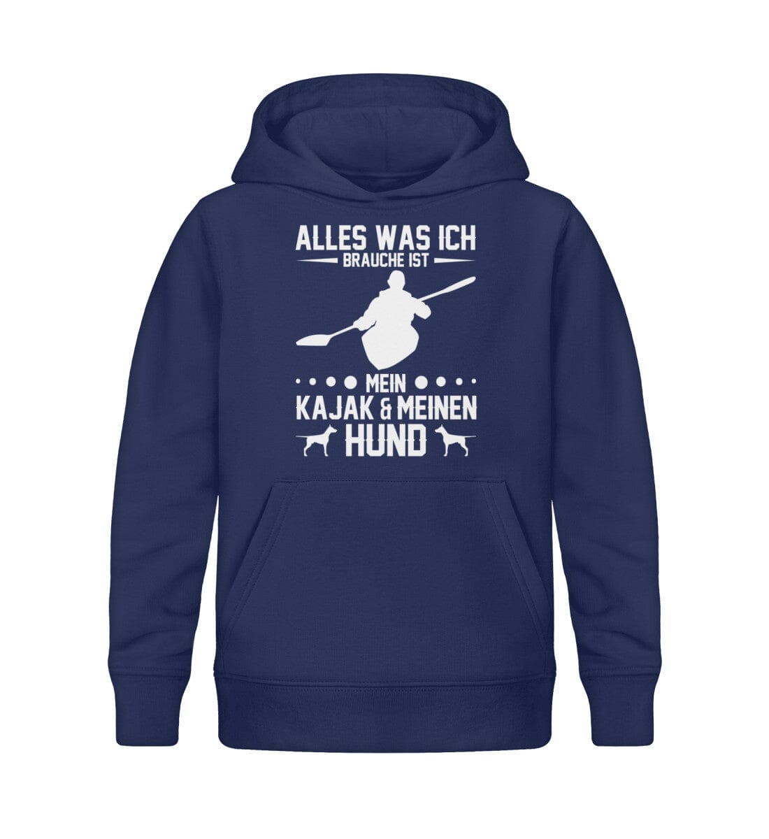 Ich brauche mein Kajak und meinen Hund - Kinder Bio Hoodie French Navy 12/14 (152/164) 