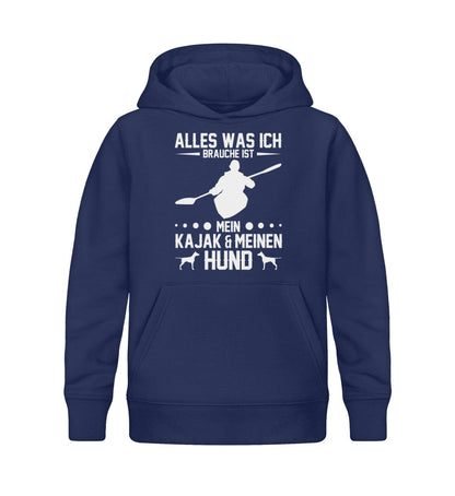 Ich brauche mein Kajak und meinen Hund - Kinder Bio Hoodie French Navy 12/14 (152/164) 