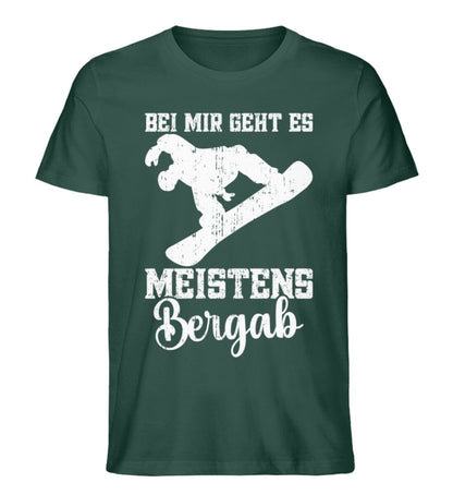 Bei mir geht es meistens Bergab Snowboard - Unisex Premium Bio Shirt Glazed Green S 