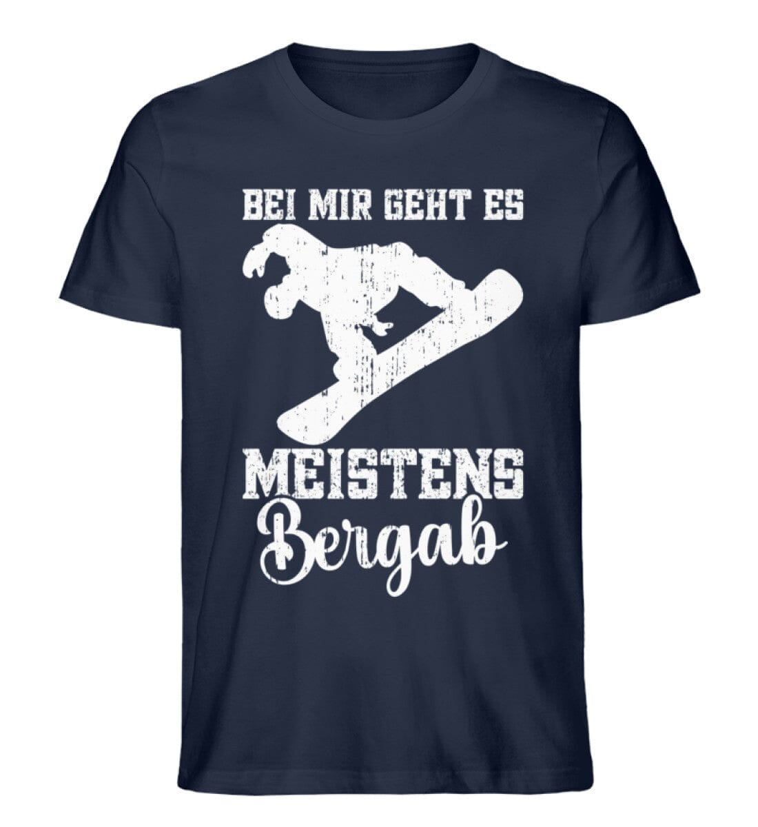 Bei mir geht es meistens Bergab Snowboard - Unisex Premium Bio Shirt French Navy XS 