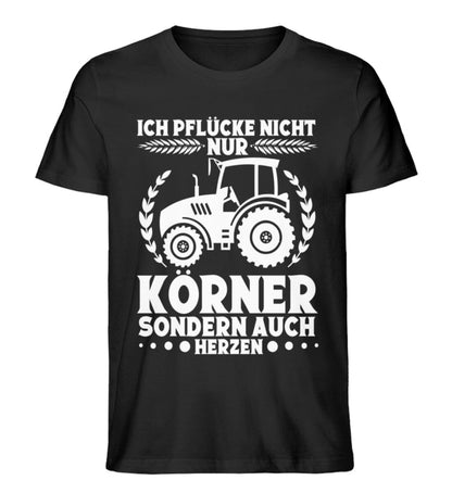 Ich pflücke Körner und Herzen - Unisex Premium Bio Shirt Black XS 