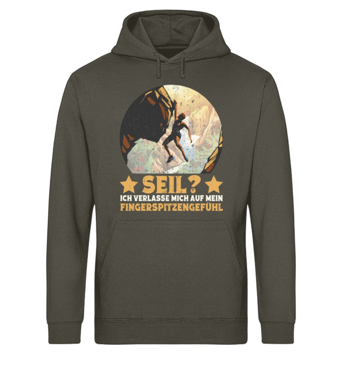 Seil Ich verlasse mich auf mein Fingerspitzengefühl - Unisex Bio Hoodie Khaki S 