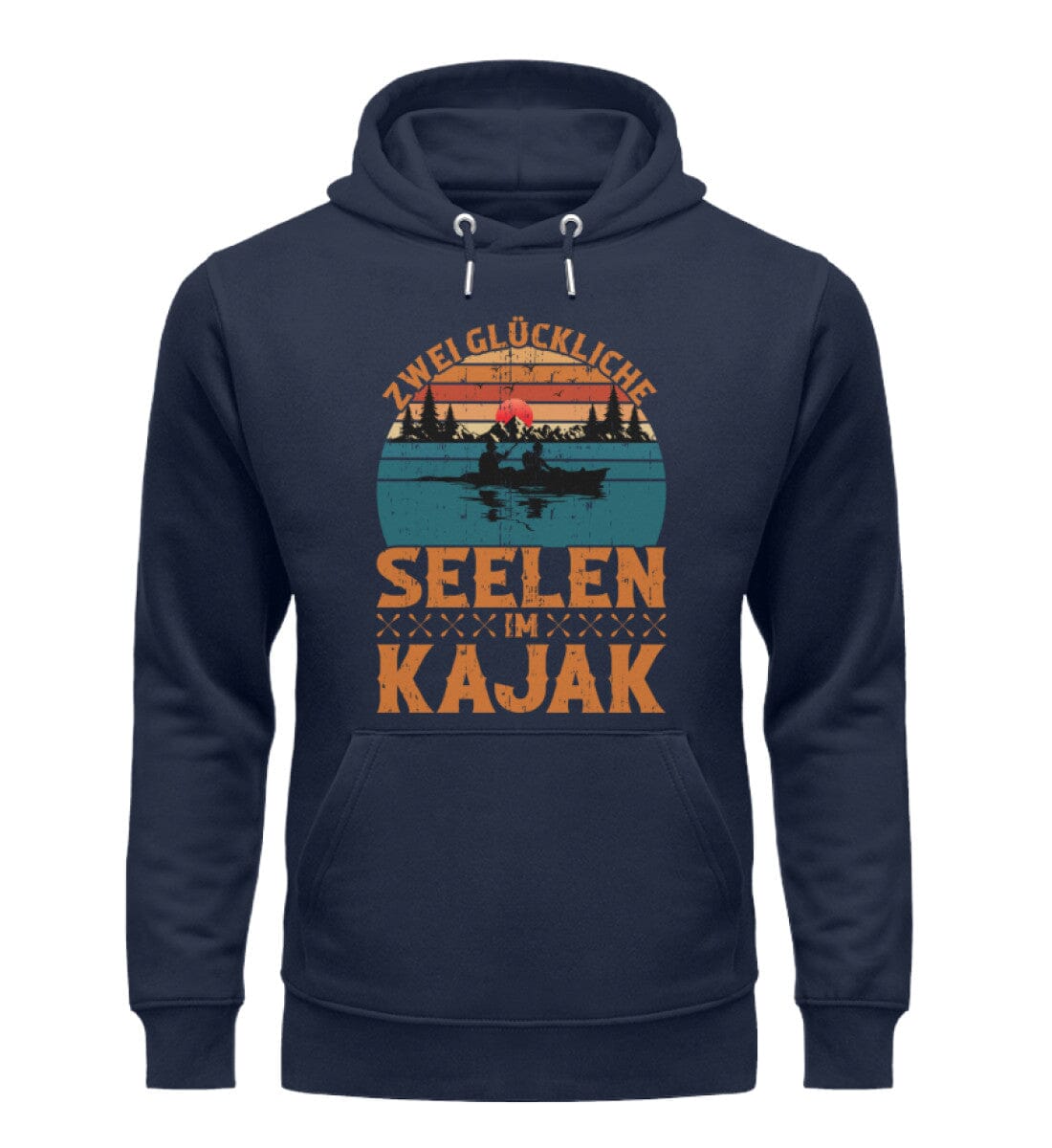 Zwei glückliche Seelen im Kajak - Unisex Premium Bio Hoodie French Navy XS 