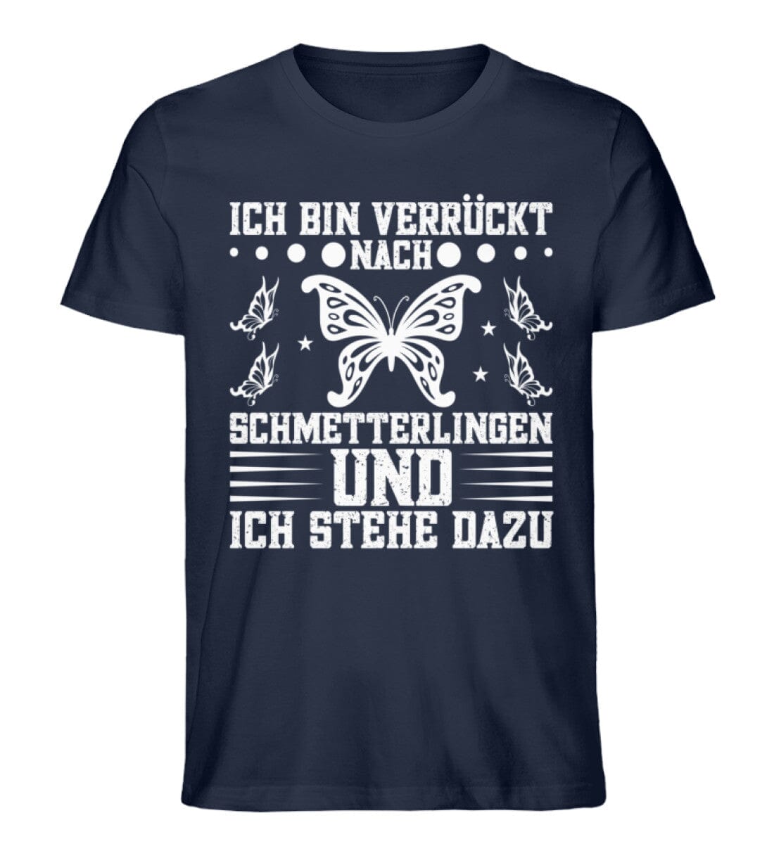 Ich bin verrückt nach Schmetterlingen - Unisex Premium Bio Shirt French Navy XS 