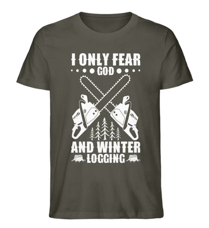 i only fear god and winter logging - Unisex Premium Bio Shirt Khaki S 
