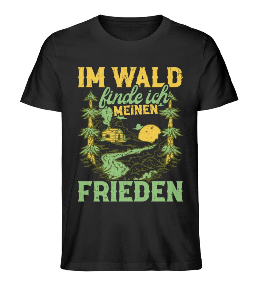 Im Wald finde ich meinen Frieden - Unisex Premium Bio Shirt Black XS 