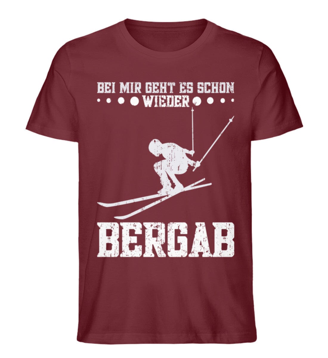 Bei mir geht es Bergab Skifahren - Unisex Premium Bio Shirt Burgundy S 