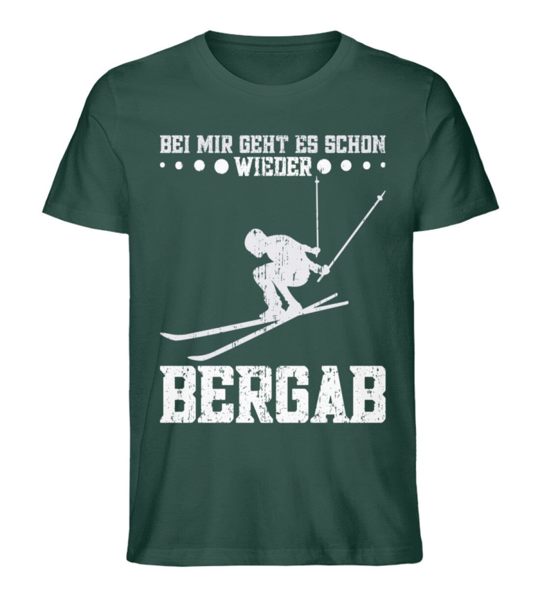 Bei mir geht es Bergab Skifahren - Unisex Premium Bio Shirt Glazed Green S 