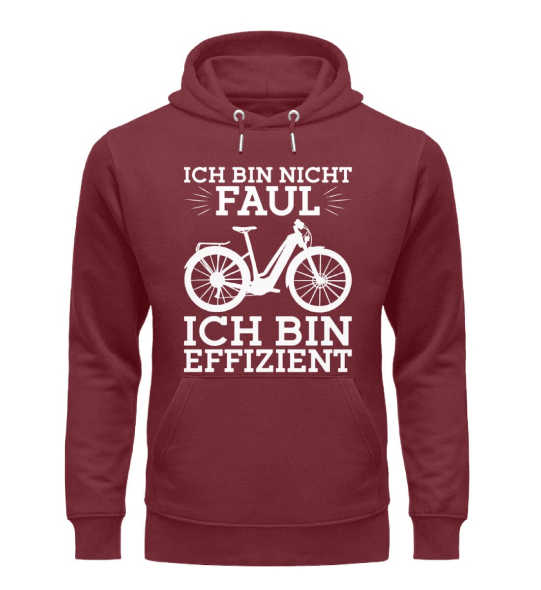 Nicht faul sondern effizient E-Bike - Unisex Organic Hoodie Burgundy S 