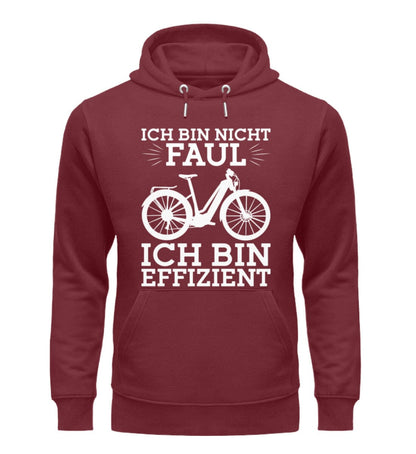 Nicht faul sondern effizient E-Bike - Unisex Organic Hoodie Burgundy S 