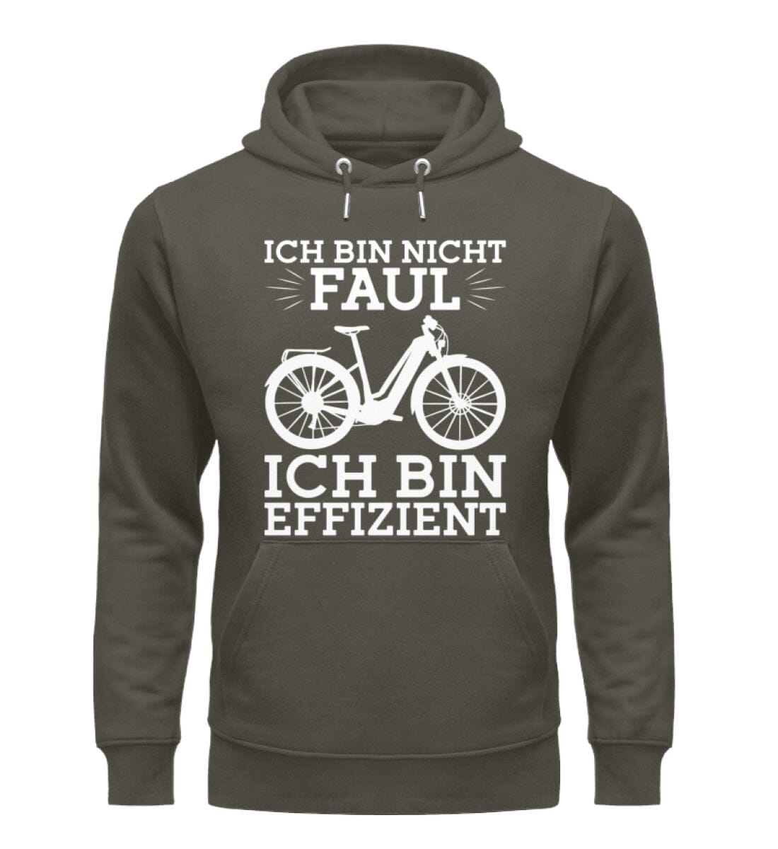 Nicht faul sondern effizient E-Bike - Unisex Organic Hoodie Khaki XS 