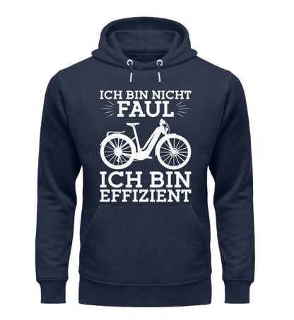 Nicht faul sondern effizient E-Bike - Unisex Organic Hoodie French Navy XS 