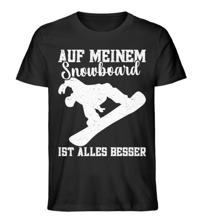 Auf meinem Snowboard ist alles besser - Unisex Premium Bio Shirt Black XS 