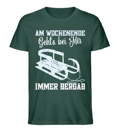 Am Wochenende gehts bergab rodeln - Unisex Premium Bio Shirt Glazed Green S 