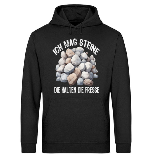 Ich mag Steine die halten die Fresse - Unisex Bio Hoodie Black XS 