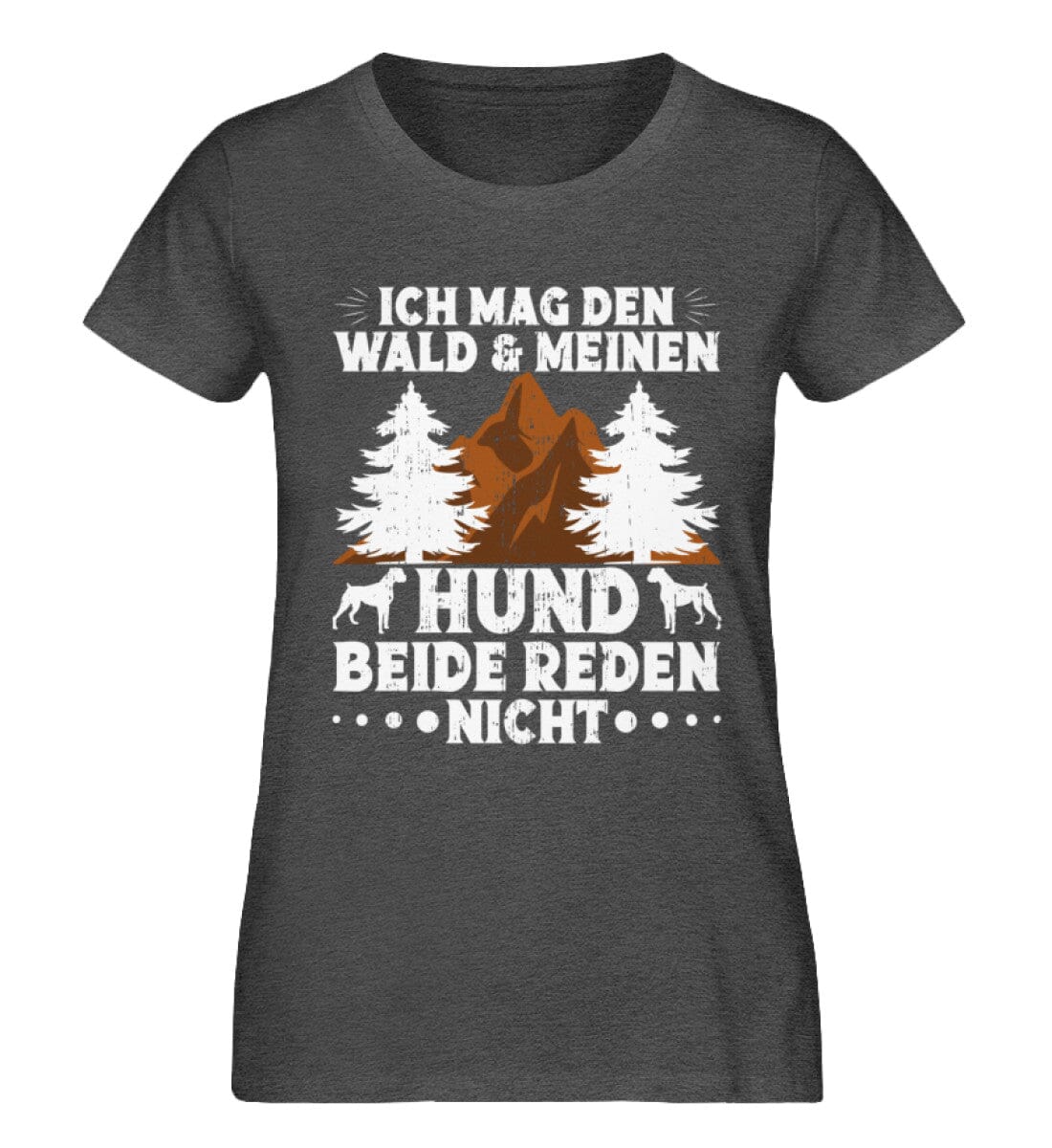 Ich mag den Wald und meinen Hund - Damen Premium Bio Shirt Dark Heather Grey XS 