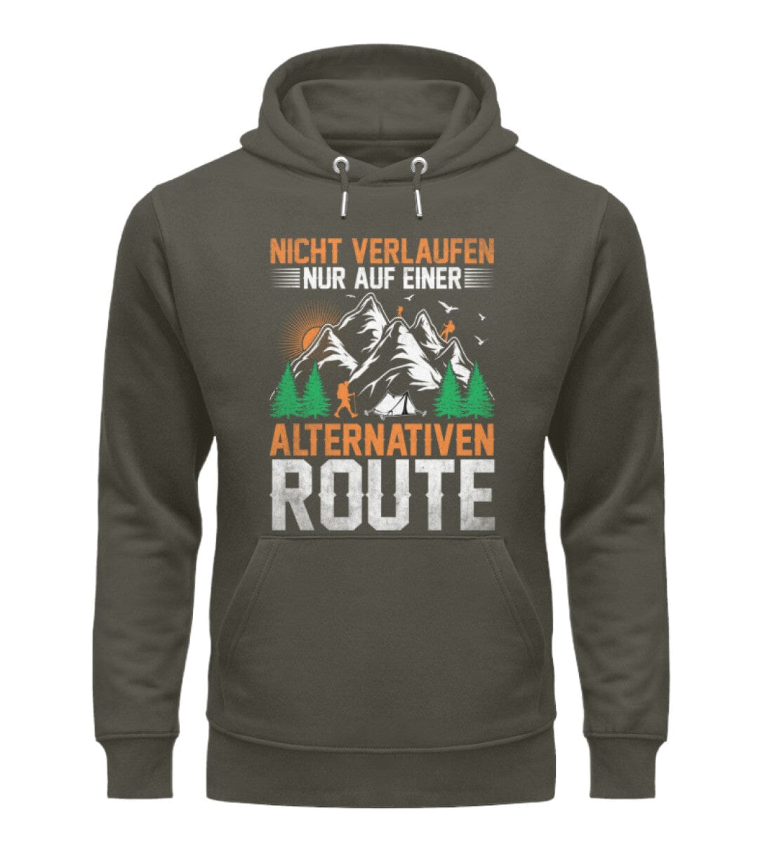 Nicht verlaufen nur auf alternativen Route - Unisex Premium Bio Hoodie Khaki XS 