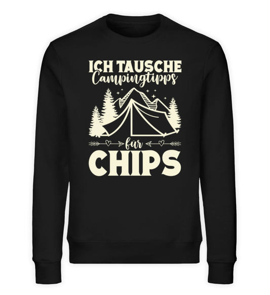 Ich tausche Campingtipps für Chips - Unisex Bio Sweatshirt Black XS 