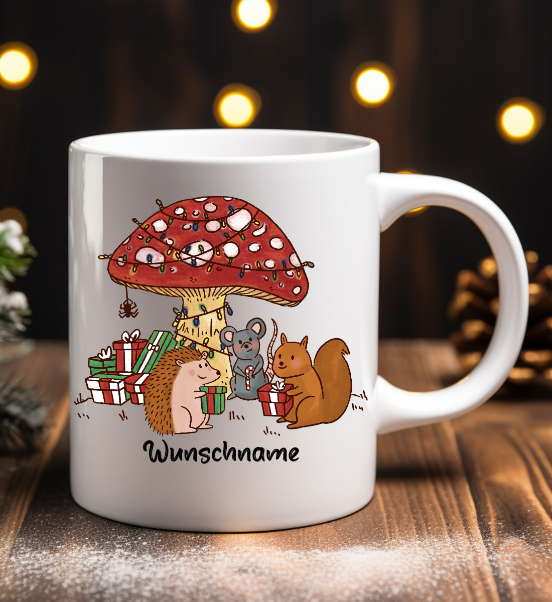 Weihnachten mit Waldtieren - Tasse (personalisierbar)