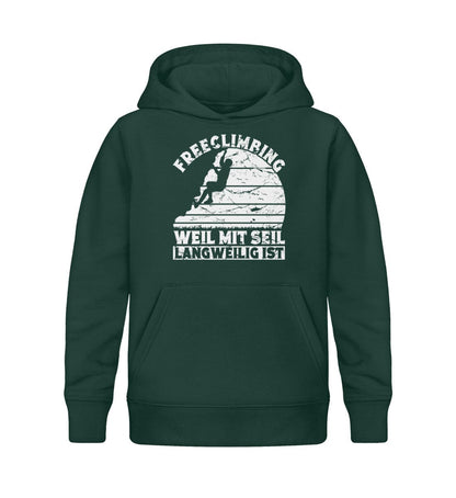 Freeclimbing weil mit Seil langweilig ist - Kinder Bio Hoodie Glazed Green 12/14 (152/164) 