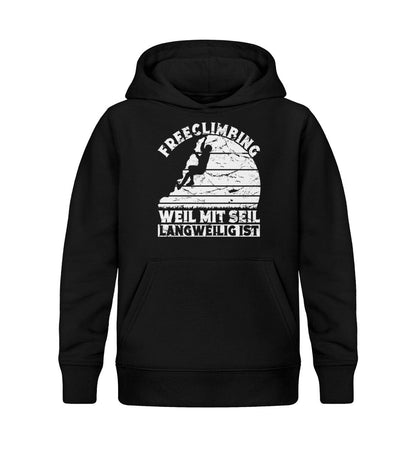 Freeclimbing weil mit Seil langweilig ist - Kinder Bio Hoodie Black 12/14 (152/164) 